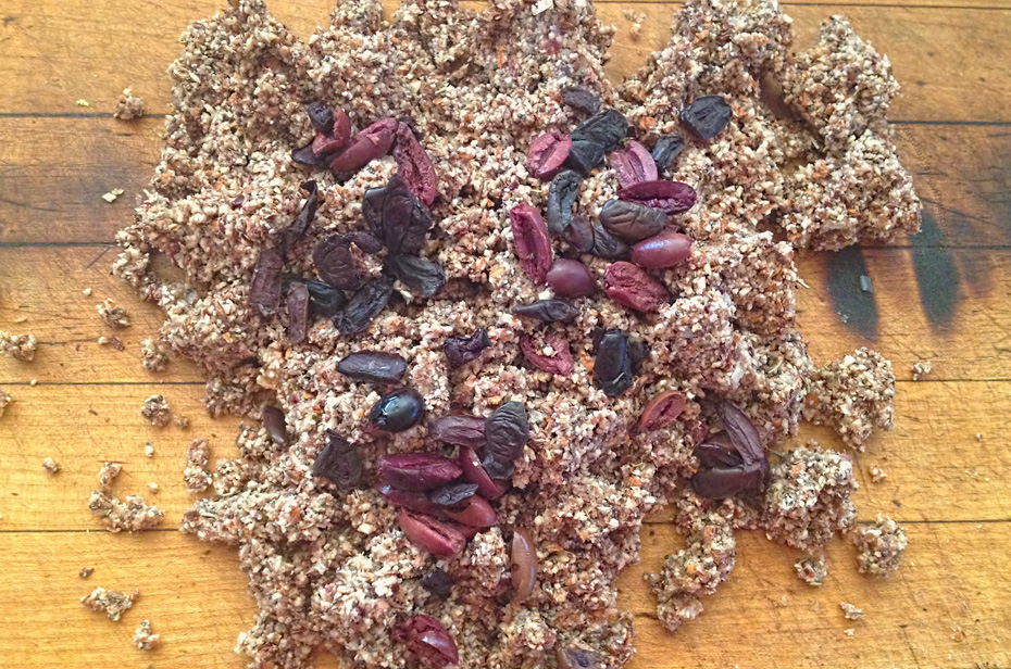 Raw Olive Bread - pre-mold with olives| NutritionYouCanTrust.com