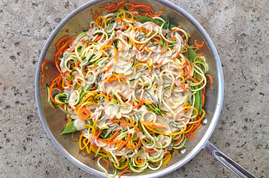 Shrimp Pad Thai with Veggie Rainbow Noodles - sequencing