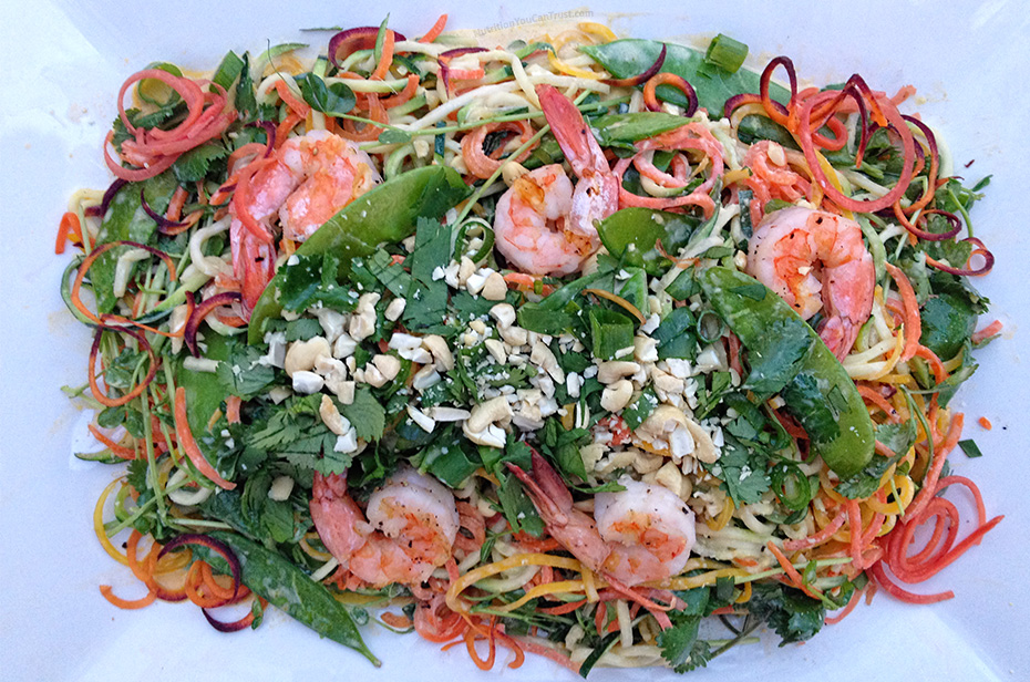 Shrimp Pad Thai with Veggie Rainbow Noodles
